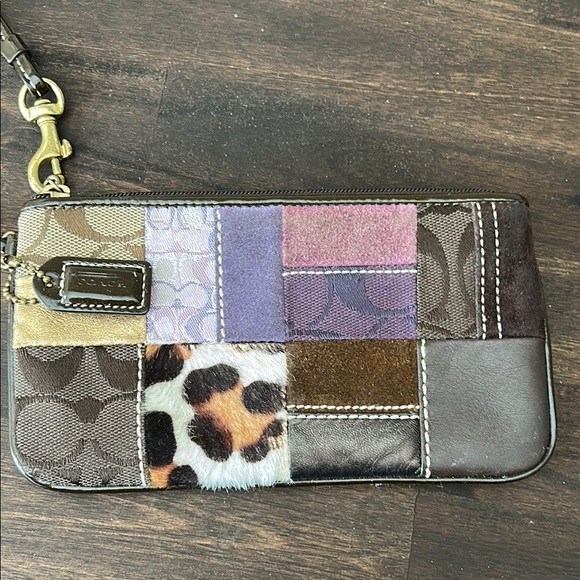 Patchwork Wristlet with Brown and Purple Accents - Picture 2 of 5